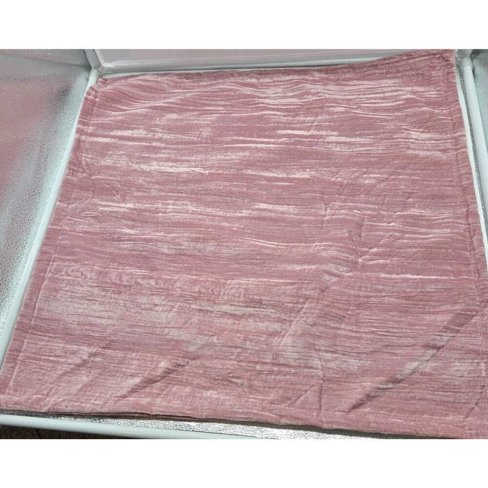 Crushed Velvet Pink Pillow Covers 23x23" Zip LARGE Boho Coquette Set Of 2 NEW!